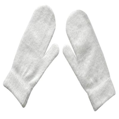 BaiX Women and Men's Cozy Winter Knitted Mittens Warm Fingerless Gloves White