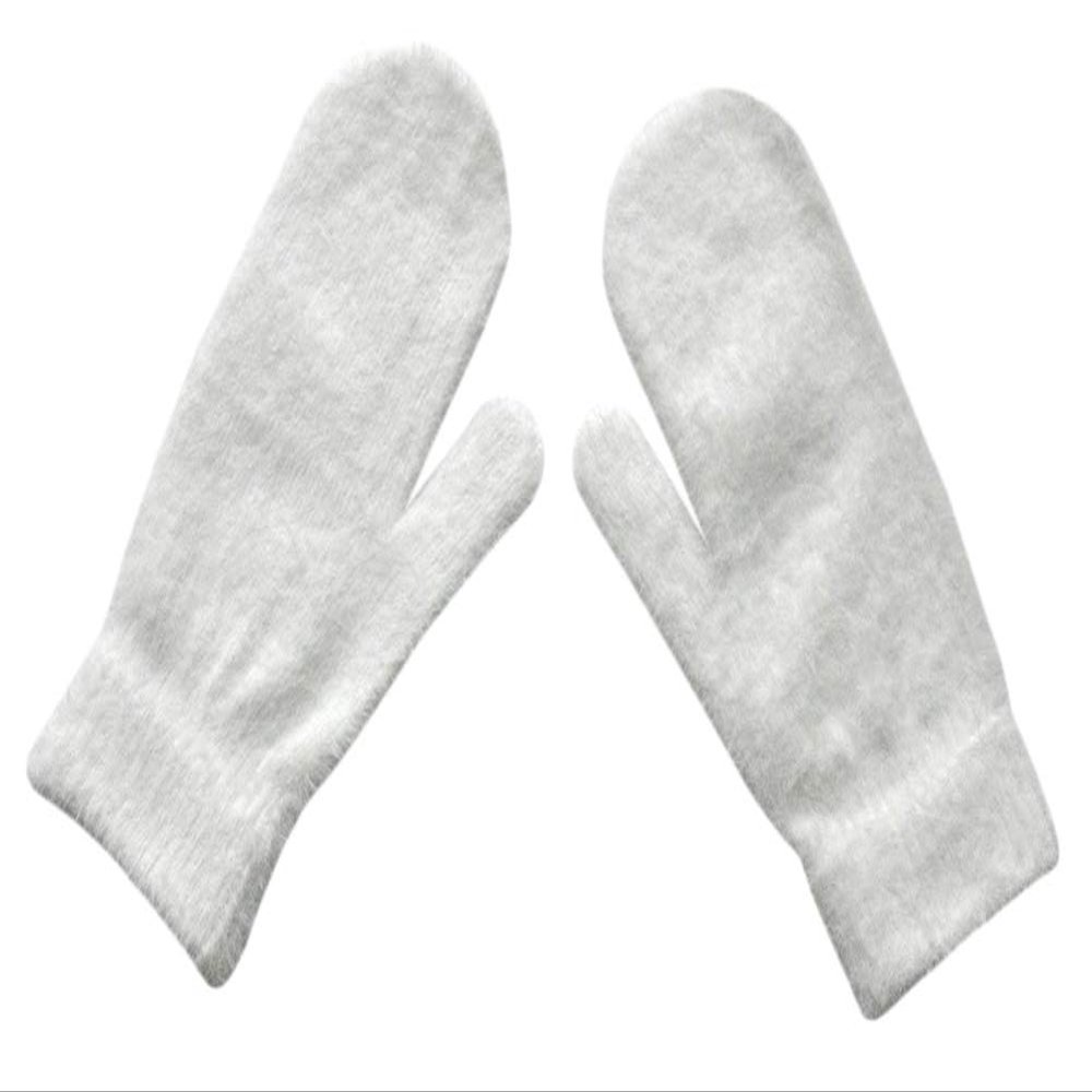 BaiX Women and Men's Cozy Winter Knitted Mittens Warm Fingerless Gloves White
