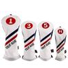 Craftsman Golf Red White Blue Leather Stripes Driver3 5 Fairway Wood Hybrid Headcover #1#3#5 H for All Brands Available for Custom Version (Custom 4pcs(1,3,5,H)) view 1