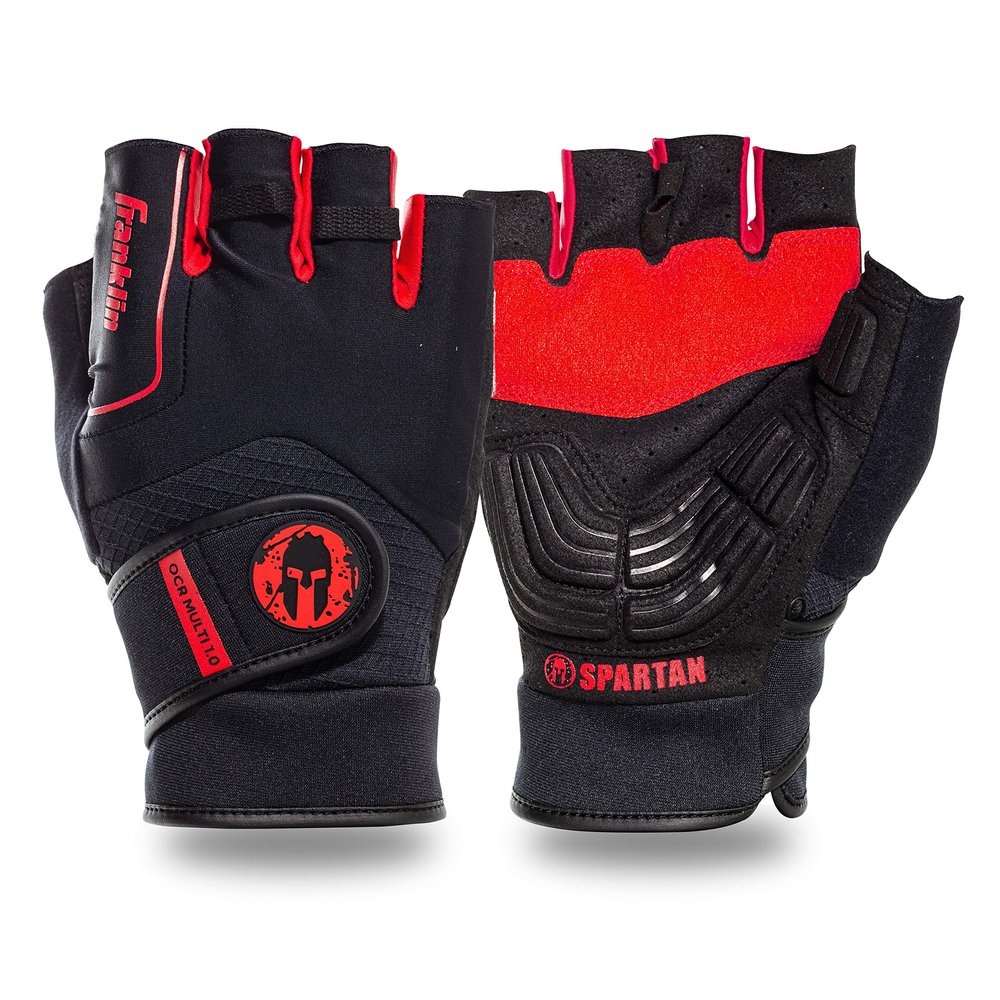 Franklin Sports Spartan Race Multi 1.0 OCR Glove Pair, Black/Red - Adult Medium