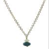 14k Gold Filled Chain Necklaces with Organic Cultured White Freshwater Pearls and Turquoise Centerpiece Drop, 3.5-4 mm 16" + 2" extender view 1