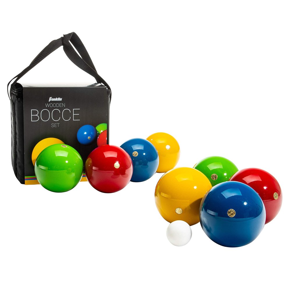 Franklin Sports 100mm Bocce Ball Set 8 Wooden Bocce Balls and 1 Pallino Beach, Backyard Lawn or Outdoor Party Game - Made in Italy