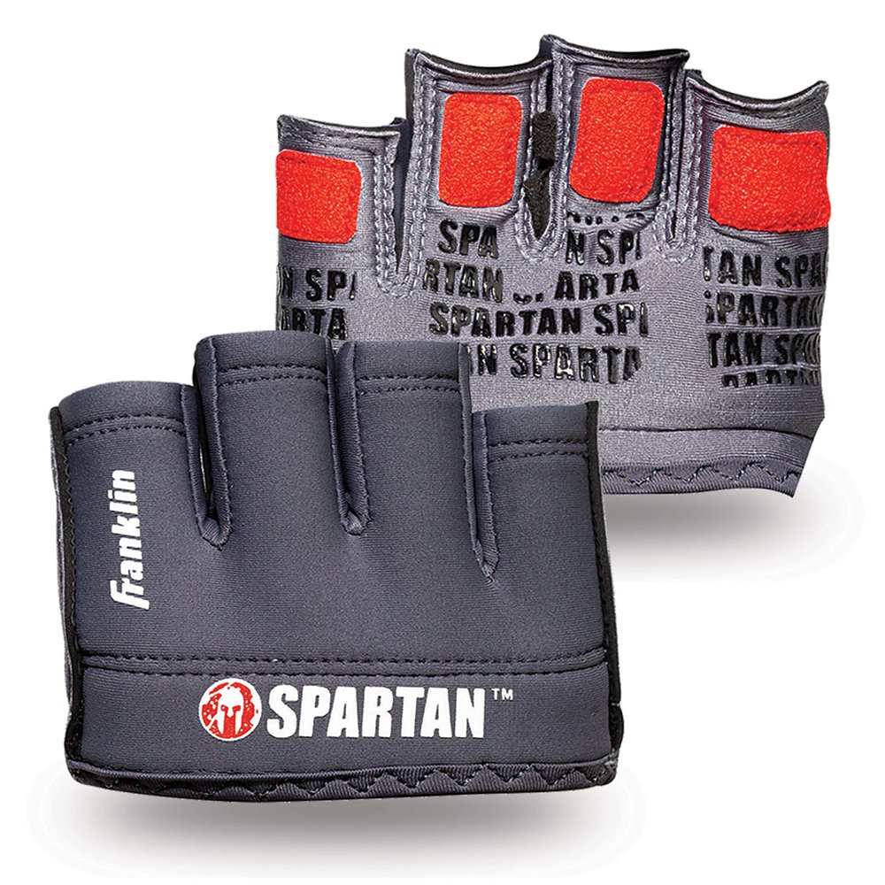 Franklin Sports Spartan Race Minimalist Traditional OCR Glove Pair, Grey/Red - Adult XX-Large