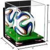 Better Display Cases Acrylic Mini - Miniature (not Full Size) Soccer Ball Display Case with Mirror Case, Pink Risers, Wall Mount and Turf Base (B03/A015) view 2