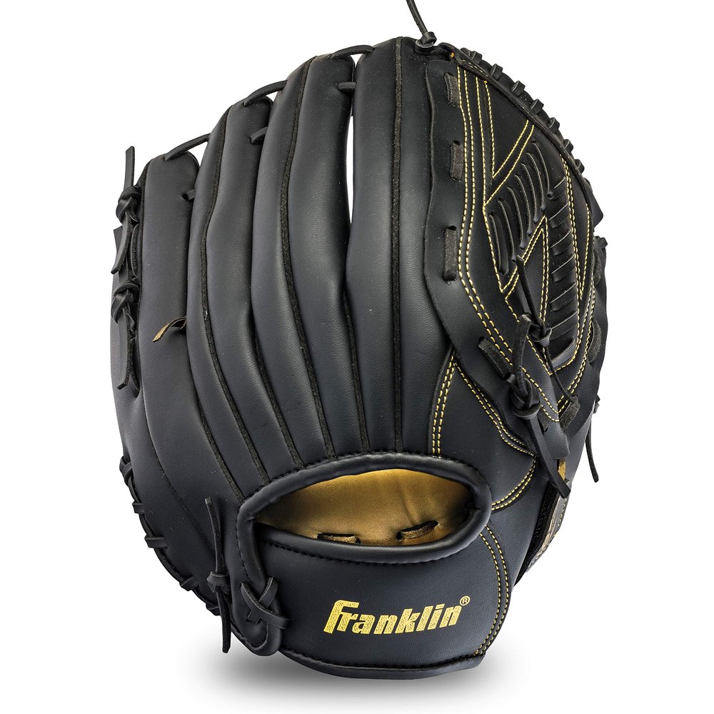 Franklin Sports Baseball and Softball Glove - Field Master - Baseball and Softball Mitt - Adult and Youth Glove - Right Hand Throw - 13" - Black/Gold
