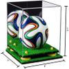 Better Display Cases Acrylic Mini - Miniature (not Full Size) Soccer Ball Display Case with Mirror Case, Yellow Risers and Turf Base (B03/A015) view 2