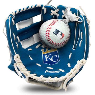 Franklin Sports MLB Youth Teeball Glove and Ball Set - Kids Kansas City Royals Baseball and Teeball Glove and Ball - Perfect First Kids Glove - 9.5"