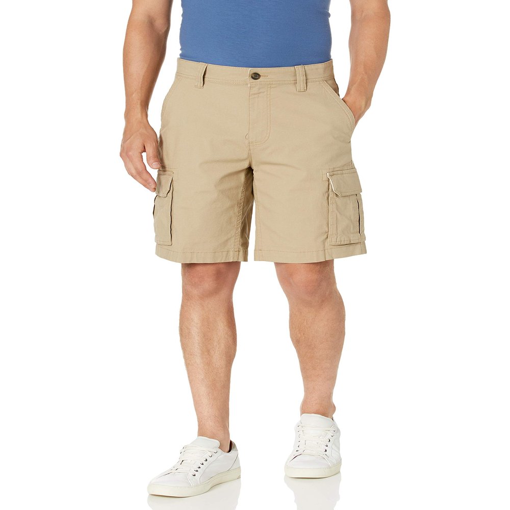 Amazon Essentials Men's 10 Lightweight Ripstop Stretch Cargo Shorts, Khaki Brown, 32