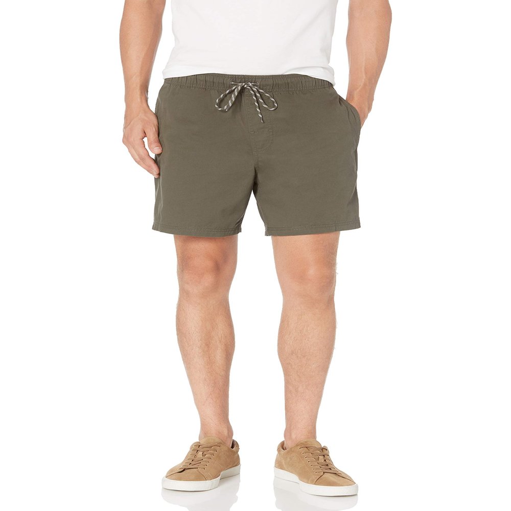 Amazon Essentials Men's 6" Inseam Drawstring Pull-On Twill Shorts, Dark Olive, X-Small