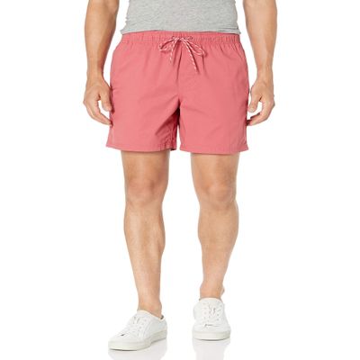 Amazon Essentials Men's 6" Inseam Drawstring Pull-On Twill Shorts, Raspberry Red, X-Small