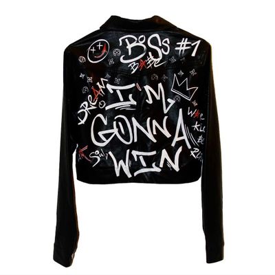 Hand Painted Leather Jacket I'm Gonna Win