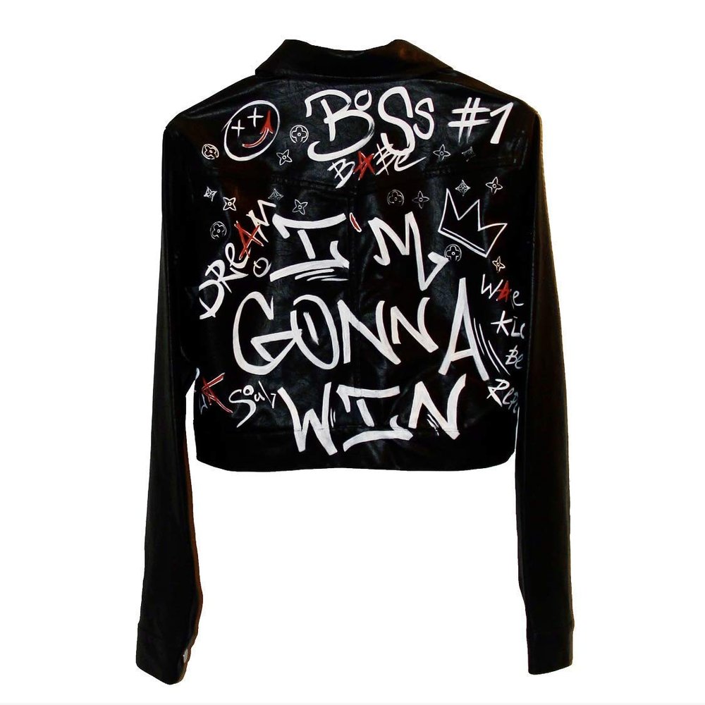 Hand Painted Leather Jacket I'm Gonna Win