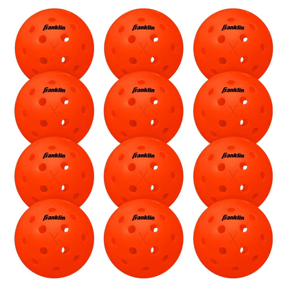 Franklin Sports X-40 Outdoor Pickleballs - USA Pickleball (USAPA) Official Pickleball Balls - Regulation Size Outdoor Court Pickleballs - Official Pickleball of US Open - Ember - 12 Pack