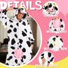 CANASOUR Polar Fleece Cow Costume Christmas Adult Anime Unisex Animal Cosplay Onesie (Large, Cow Black and White) view 2