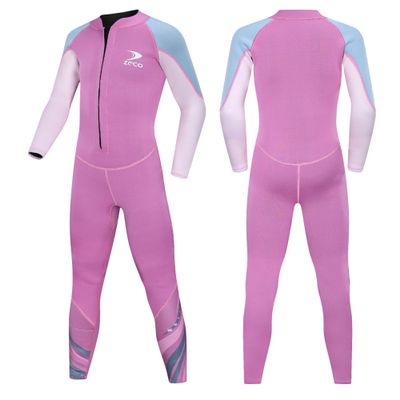 ZCCO Kids Wetsuit,2.5mm Neoprene Diving Suit for Teens,Full Body Swimsuit for Boys and Girls,Long Sleeve One Piece Wet Suit Perfect for Swimming, Surfing, and Water Sports (Pink, XS)