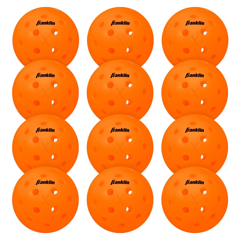 Franklin Sports X-40 Outdoor Pickleballs - USA Pickleball (USAPA) Official Pickleball Balls - Regulation Size Outdoor Court Pickleballs - Official Pickleball of US Open - Lava - 12 Pack