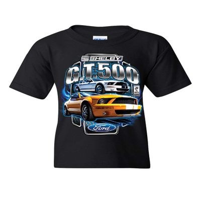 Shelby GT500 Ford Performance Youth T-Shirt Ford Mustang Cobra Racing Kids Tee Black Medium