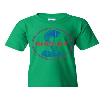 Shelby Cobra Ford Mustang Youth T-Shirt American Muscle Ford Racing Kids Tee Green X-Large