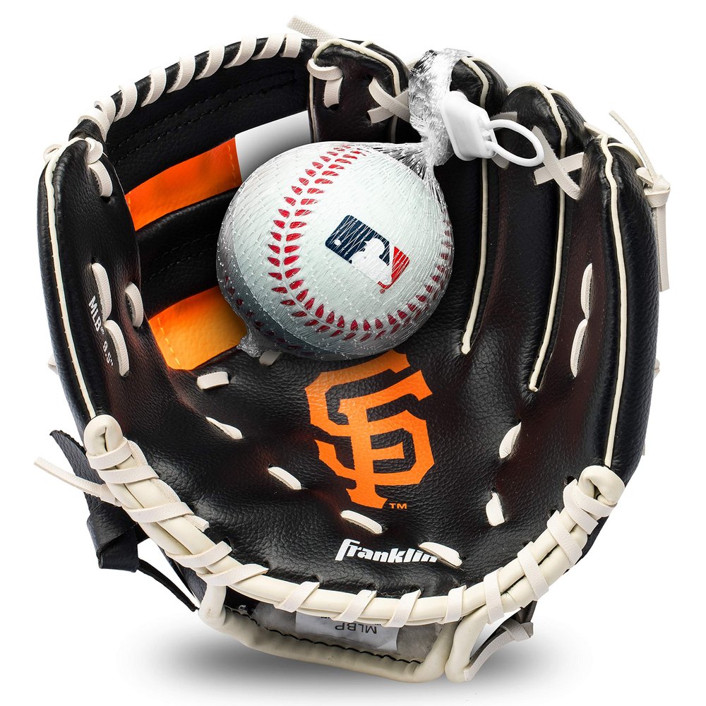Franklin Sports MLB Youth Teeball Glove and Ball Set - Kids San Francisco Giants Baseball and Teeball Glove and Ball - Perfect First Kids Glove - 9.5"
