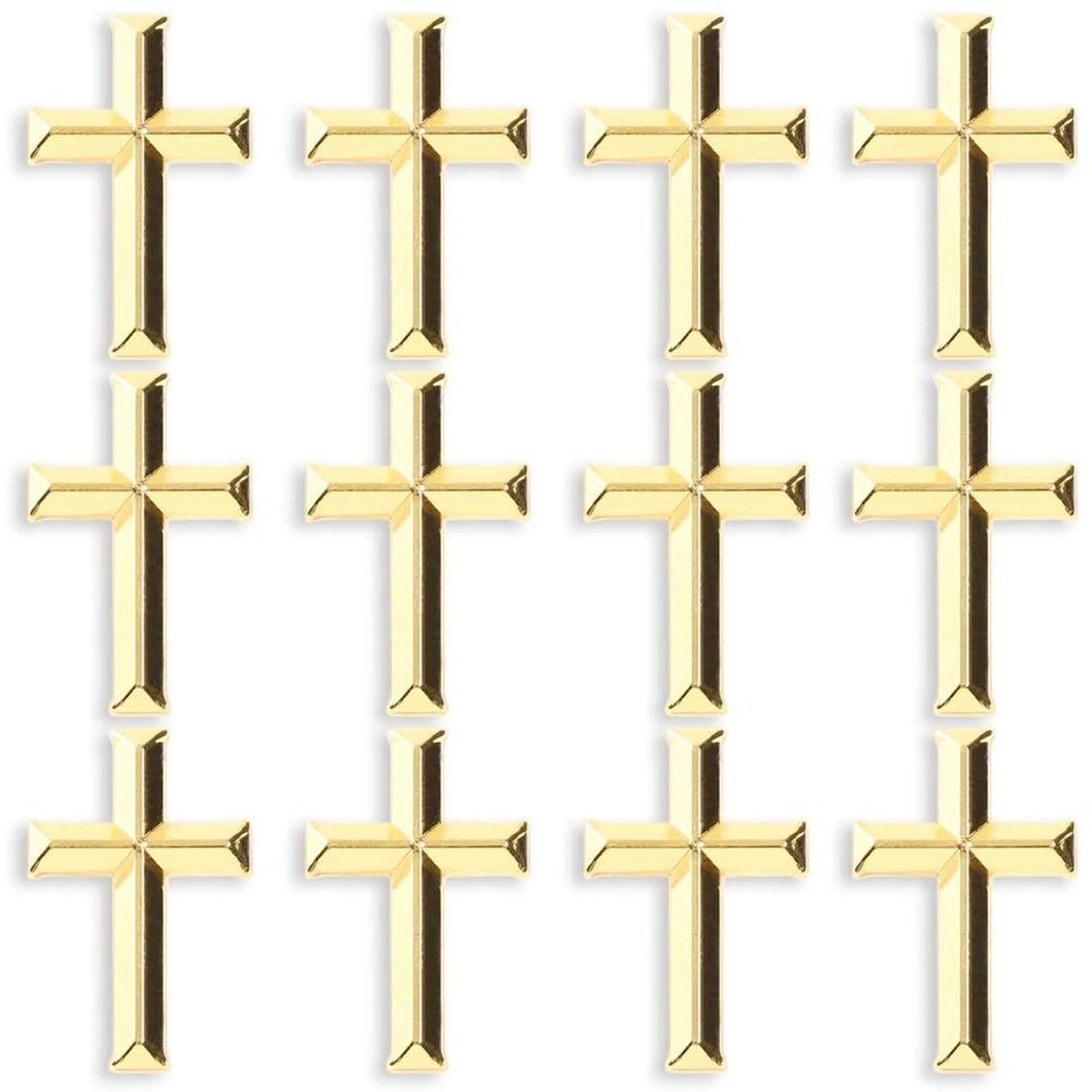 Bright Creations Gold Cross Lapel Pins, Enamel Pin Set (1 inch) - Pack of 12