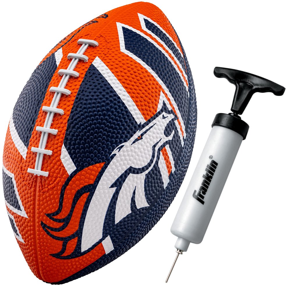 Franklin Sports NFL Denver Broncos Football - Youth Football - Mini 8.5" Rubber Ball - Perfect for Kids - Team Logos and Colors