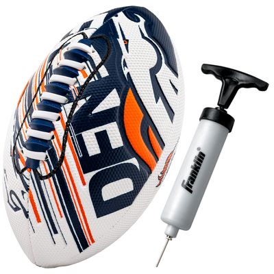 Franklin Sports NFL Denver Broncos Football - Youth Mini Football - 8.5" Junior Size Ball - SPACELACE Easy Grip Texture- Perfect for Kids