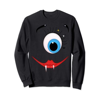 Funny Scary One-Eyed Monster Face Halloween Sweatshirt