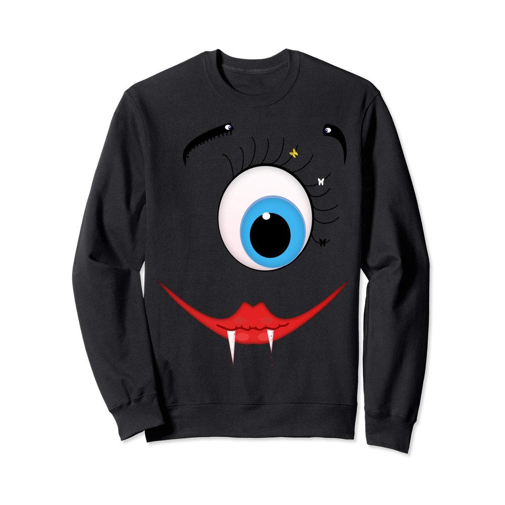 Funny Scary One-Eyed Monster Face Halloween Sweatshirt