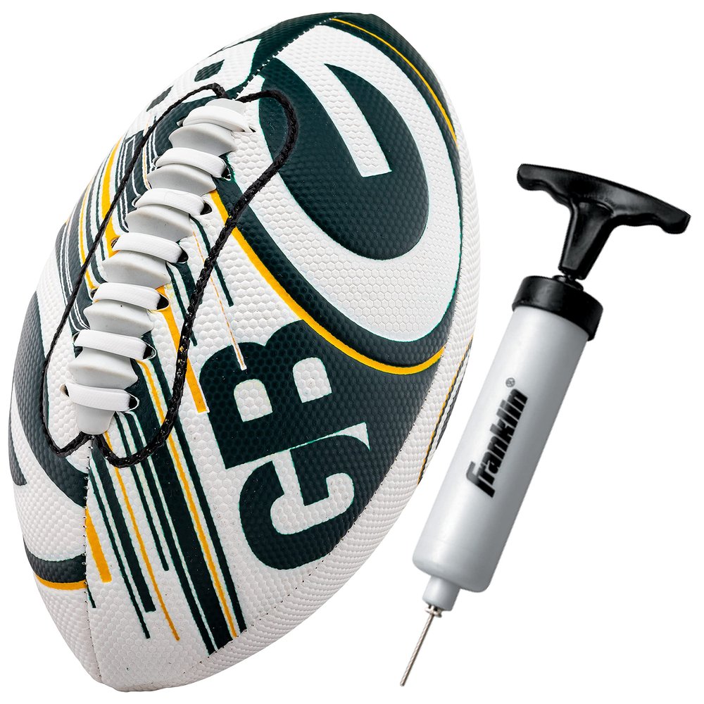 Franklin Sports NFL Green Bay Packers Football - Youth Mini Football - 8.5" Junior Size Ball - SPACELACE Easy Grip Texture- Perfect for Kids