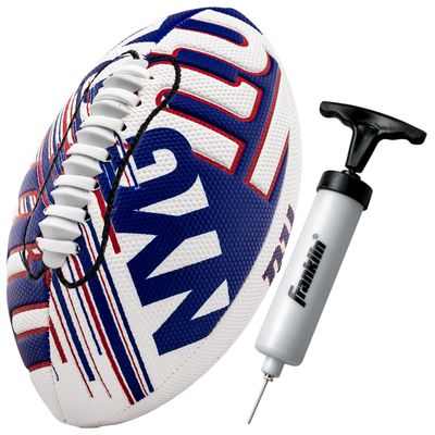 Franklin Sports NFL New York Giants Football - Youth Mini Football - 8.5" Junior Size Ball - SPACELACE Easy Grip Texture- Perfect for Kids