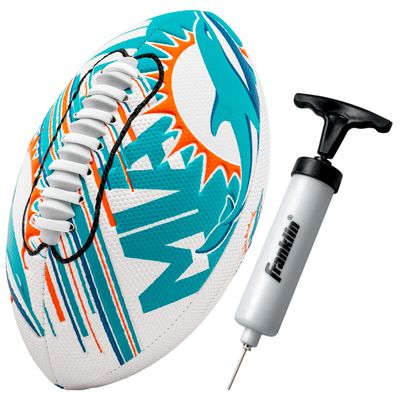 Franklin Sports NFL Miami Dolphins Football - Youth Mini Football - 8.5" Junior Size Ball - SPACELACE Easy Grip Texture- Perfect for Kids