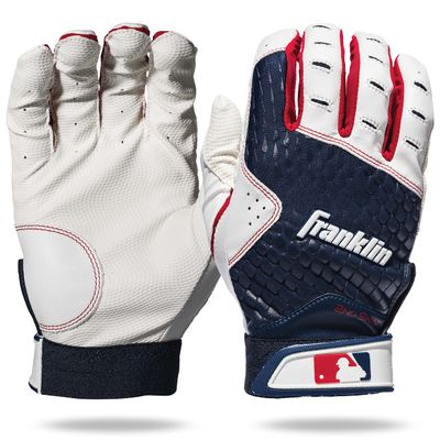 Franklin Sports 2nd-Skinz Batting Gloves - White/Navy, Adult Medium