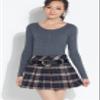 chouyatou Women's A-Line Plaid Wool Blend Pleated Skirt Side Zipper (X-Large, H475-Blue) view 2