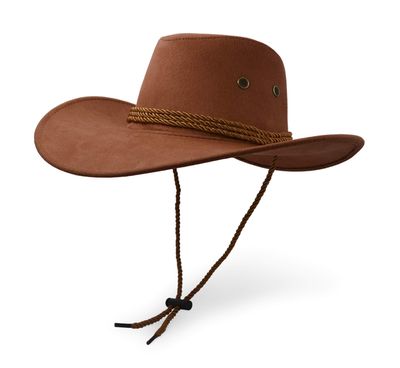 Cowboy Hat, Sun Hat Faux Felt Leather Suede Travel Cap Western Hat Outdoor Sun Protect Brown