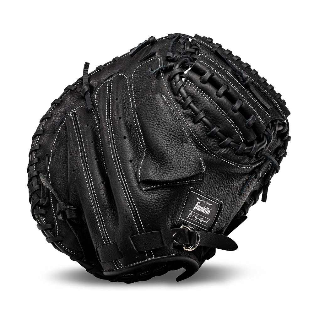 Franklin Sports CTZ5000 Baseball Fielding Glove - Men's Adult and Youth Baseball Mitt - Black Leather Cowhide Glove - 33.5" Half-Moon Web for Catchers