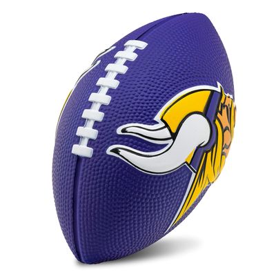 Franklin Sports NFL Minnesota Vikings Football - Kids Foam Football - Soft Junior Size 8.5" Ball with 3D Logos - Perfect for Gameday + Tailgates