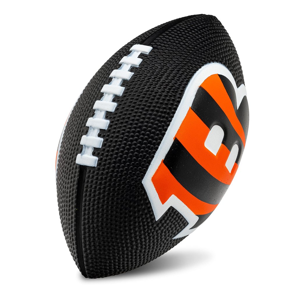 Franklin Sports NFL Cincinnati Bengals Football - Kids Foam Football - Soft Junior Size 8.5" Ball with 3D Logos - Perfect for Gameday + Tailgates