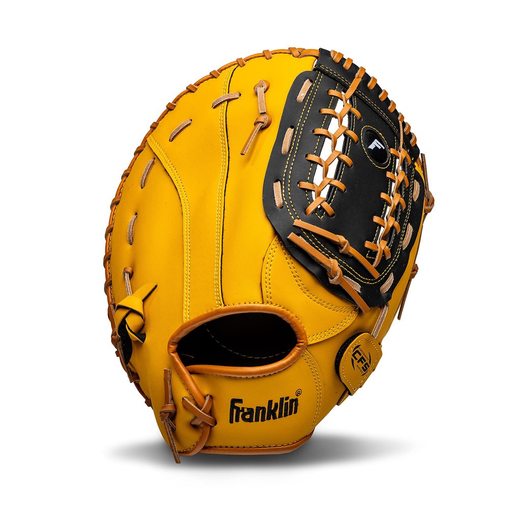 Franklin Sports Field Master First Baseman's Mitt - Adult + Youth Mitt - 12.5 Inch - Right Hand Throw - Men's + Women's - Black/Tan