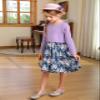 Bonny Billy Girl's Long Sleeve Solid Top and Floral Skirt Dress Size 7-8 Purple view 2
