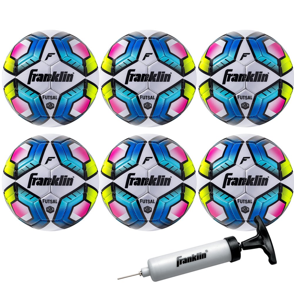 Franklin Sports Futsal Ball - Official Size 4-6 Pack with Pump, Soft Cover, High Visibility, Low Bounce, Perfect for Building Soccer Skills