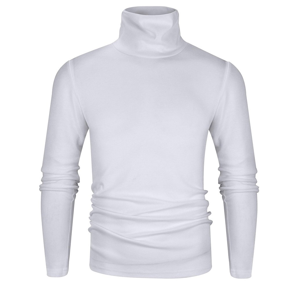 Derminpro Men's Thermal Turtleneck Soft Long Sleeve T-Shirt White Small