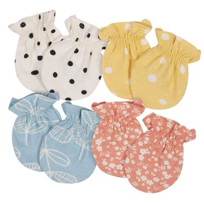Gerber Baby Girls 4-pack Mittens Glove Liners, Orange/Yellow/Green/Ivory, 0-3 Months US