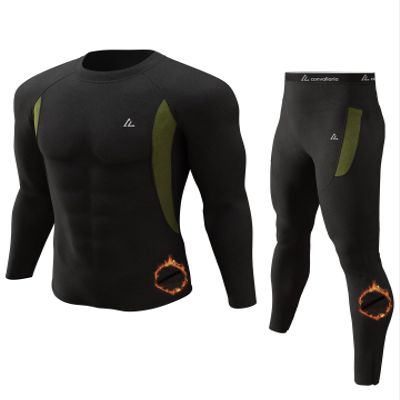CL convallaria Long Underwear Mens, Thermal Underwear Set Winter Hunting Gear Sport Long Johns for Men Base Layer Top and Bottom Midweight Black S
