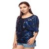Anna-Kaci Womens Loose Fit Sequin Dolman Sleeve Evening Blouse Top, Blue, Large view 3