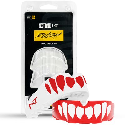 2 Pack Nxtrnd Rush Dual Layer Mouthguard, Custom Fit Sports Mouthpiece for Football, Boxing, MMA, Basketball, Hockey, Lacrosse, Youth & Adult (Red)
