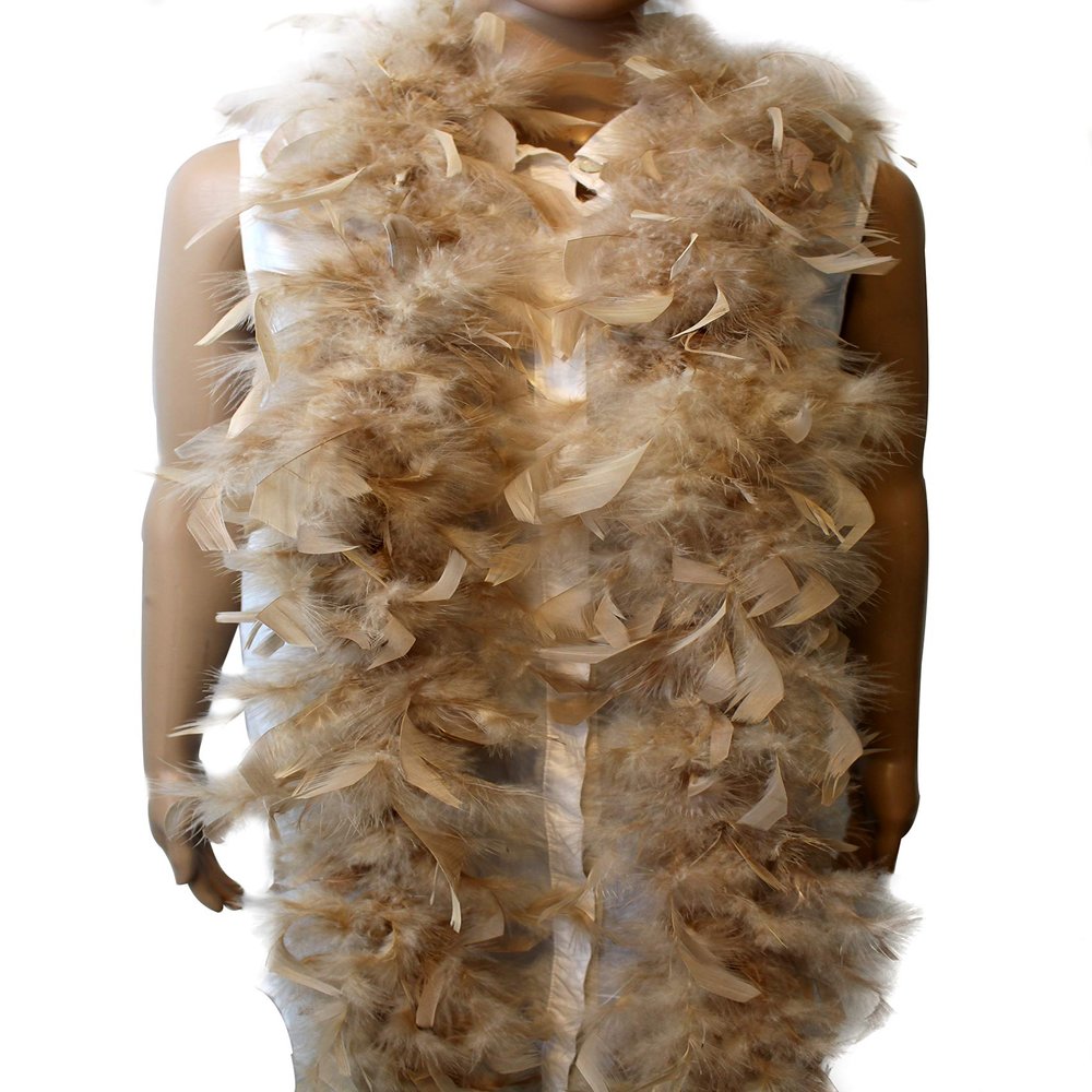 Flydreamfeathers 40 Gram 72" Long, Turkey Chandelle Feather Boa, Dancing Wedding Crafting Party Dress Up, Halloween Costume Decoration (brown)