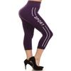 Women's High Waist Athletic Soft Non See-Through Capri Leggings Pants Dark Purple view 1