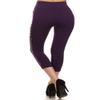 Women's High Waist Athletic Soft Non See-Through Capri Leggings Pants Dark Purple view 3
