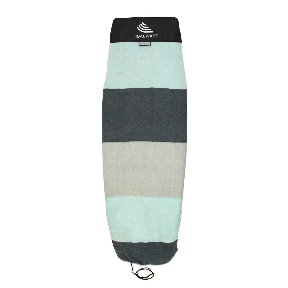 Tidal Wake TAG-IT 58" Snub Nose Surf & Wake Board Sock - Soft Wakesurf/Wakeboard Bag with Built-in Name Tab, Customizable Wake Surfboard/Wakeboard Cover Protects Your Board -Sea Foam Green & Gray
