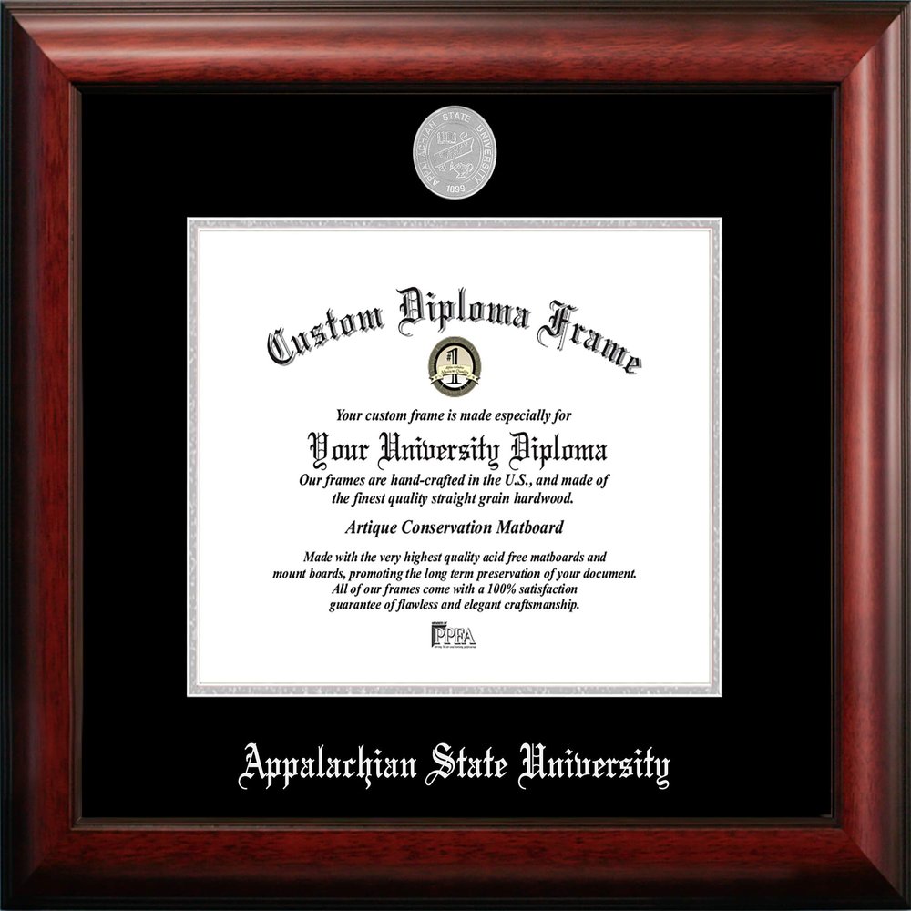 Campus Images NCAA Appalachian State Mountaineers Unisex Silver Embossed Diploma Frame Appalachian State University 11W x 8.5H Silver Embossed Diploma Frame, Brown, One Size